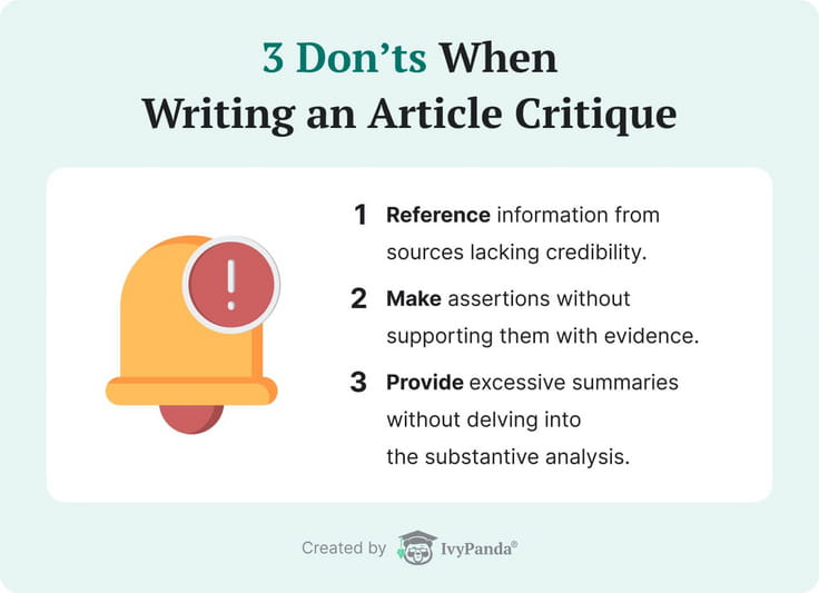 Three don’ts to consider when writing an article critique.