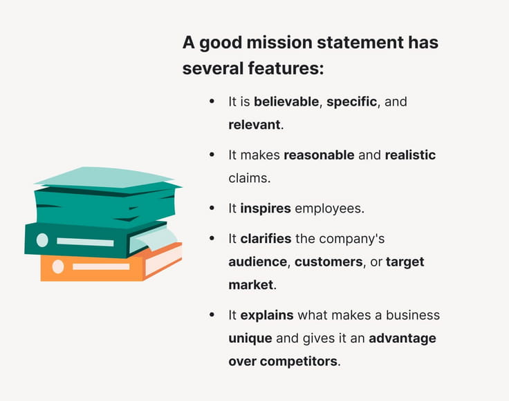 A list of features of a good mission statement.